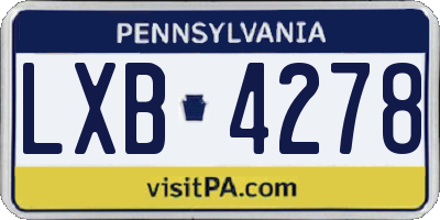 PA license plate LXB4278