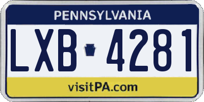 PA license plate LXB4281
