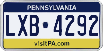 PA license plate LXB4292