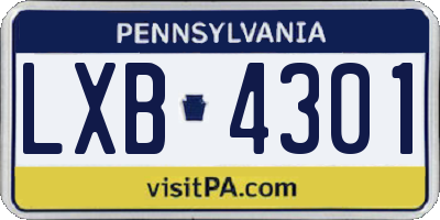 PA license plate LXB4301