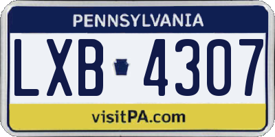 PA license plate LXB4307