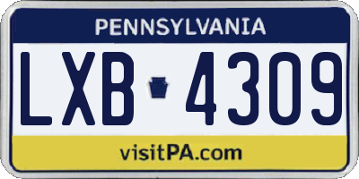 PA license plate LXB4309