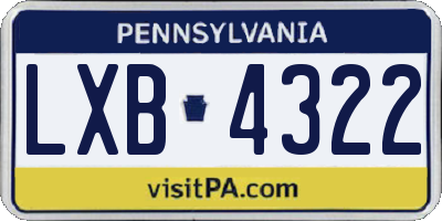 PA license plate LXB4322
