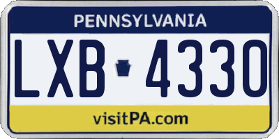 PA license plate LXB4330