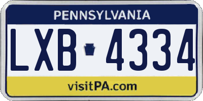 PA license plate LXB4334
