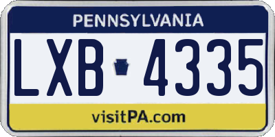 PA license plate LXB4335