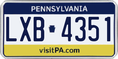 PA license plate LXB4351