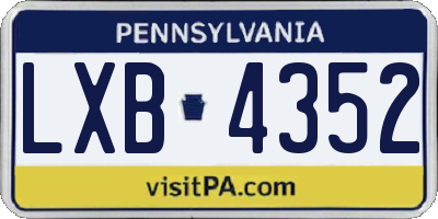 PA license plate LXB4352