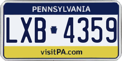 PA license plate LXB4359