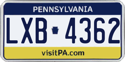 PA license plate LXB4362