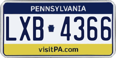 PA license plate LXB4366
