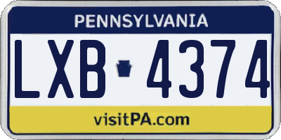 PA license plate LXB4374