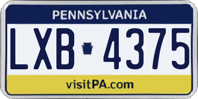 PA license plate LXB4375