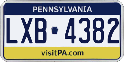 PA license plate LXB4382