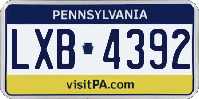 PA license plate LXB4392