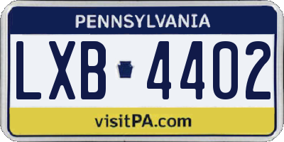 PA license plate LXB4402