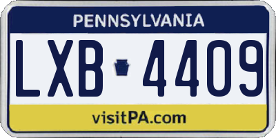 PA license plate LXB4409