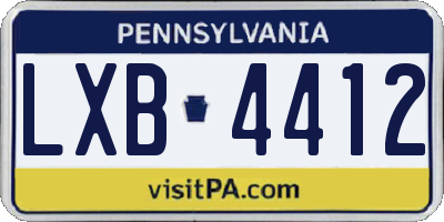 PA license plate LXB4412