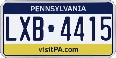 PA license plate LXB4415