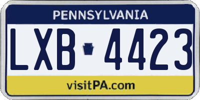 PA license plate LXB4423