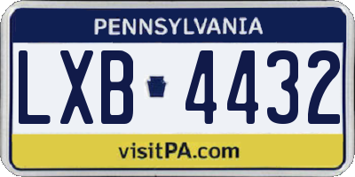 PA license plate LXB4432