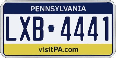 PA license plate LXB4441