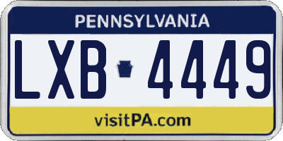 PA license plate LXB4449