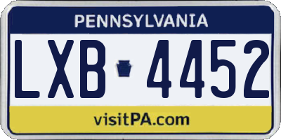 PA license plate LXB4452