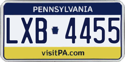 PA license plate LXB4455