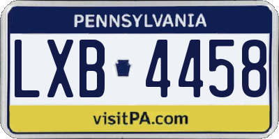 PA license plate LXB4458