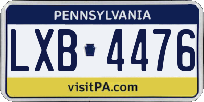 PA license plate LXB4476