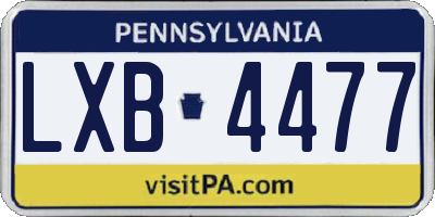 PA license plate LXB4477