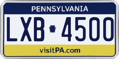 PA license plate LXB4500