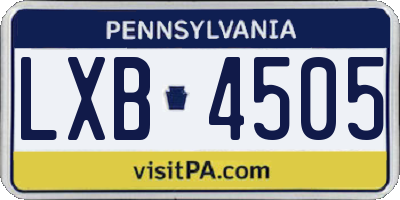 PA license plate LXB4505