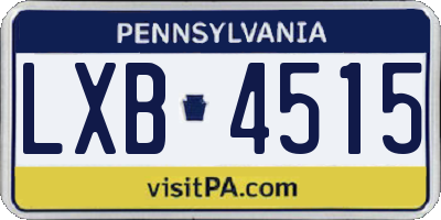 PA license plate LXB4515