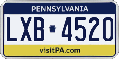 PA license plate LXB4520