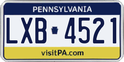 PA license plate LXB4521
