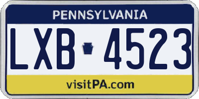 PA license plate LXB4523