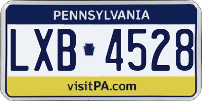 PA license plate LXB4528