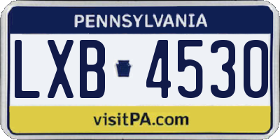 PA license plate LXB4530