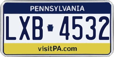 PA license plate LXB4532