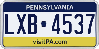 PA license plate LXB4537