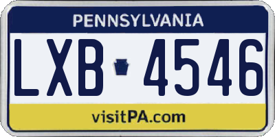 PA license plate LXB4546