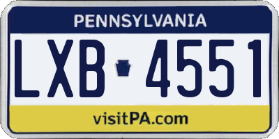 PA license plate LXB4551