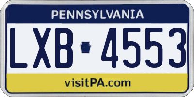 PA license plate LXB4553