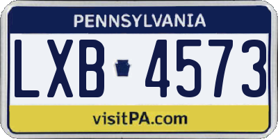 PA license plate LXB4573