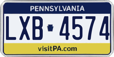 PA license plate LXB4574