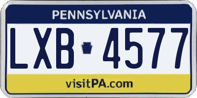 PA license plate LXB4577