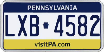 PA license plate LXB4582