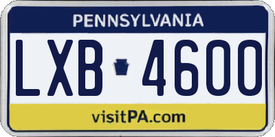 PA license plate LXB4600
